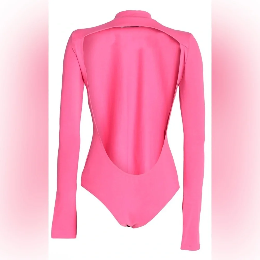 Kirin Peggy Gou Jersey Open Back Long Sleeve Bodysuit Pink - Picture 2 of 14